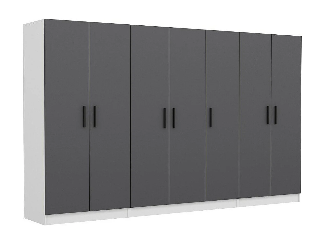 Armoire 7 portes Sanara L315xH210cm Anthracite et Blanc