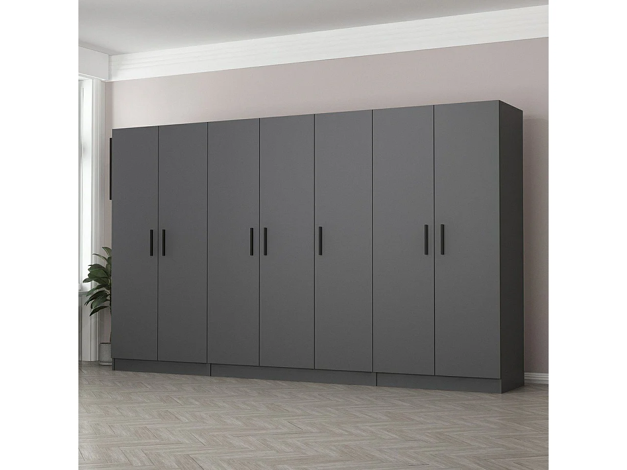 Armoire 7 portes Sanara L315xH210cm Anthracite