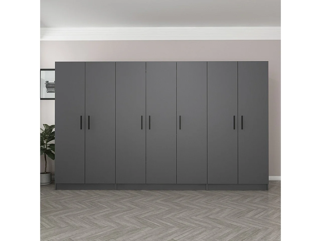 Armoire 7 portes Sanara L315xH210cm Anthracite