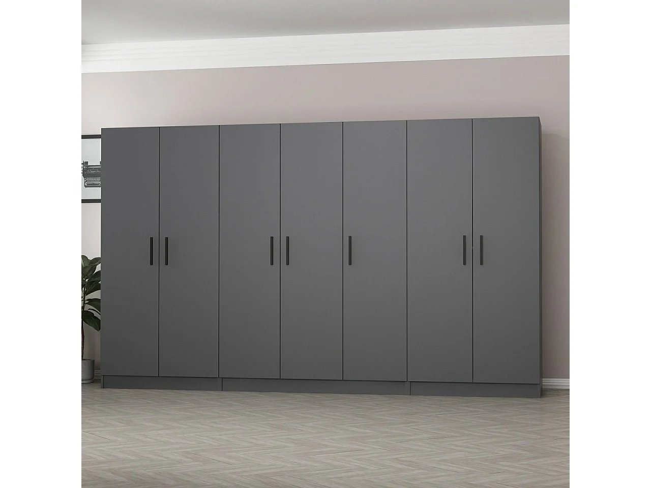Armoire 7 portes Sanara L315xH210cm Anthracite