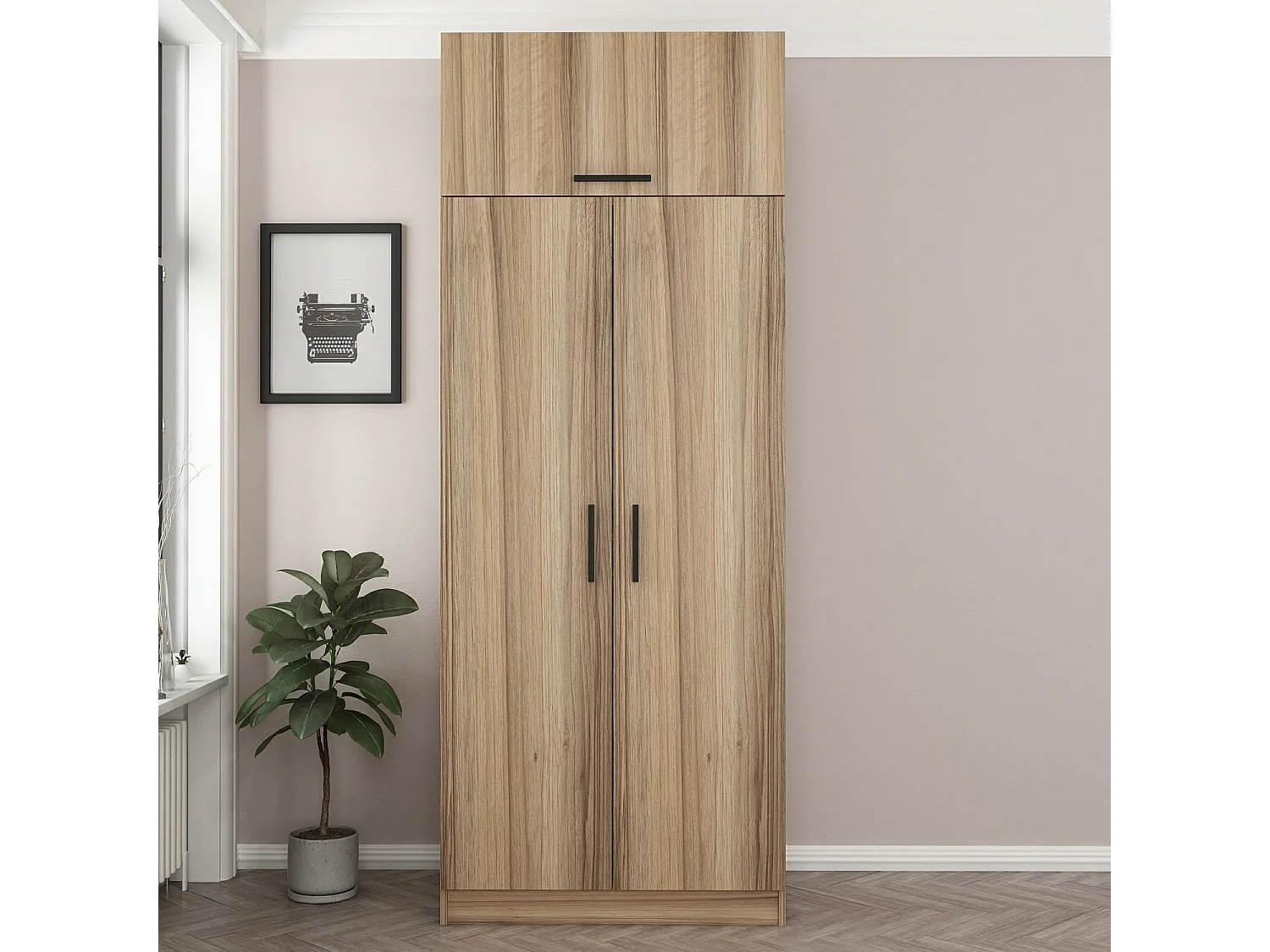 Armoire 3 portes Sanura L90xH235cm Chêne clair