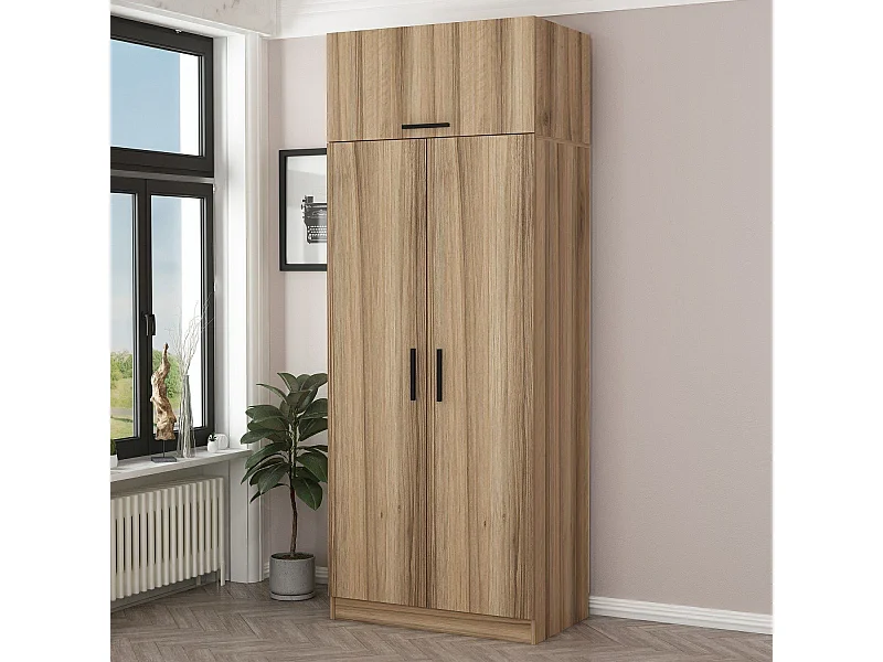 Armoire 3 portes Sanura L90xH235cm Chêne clair