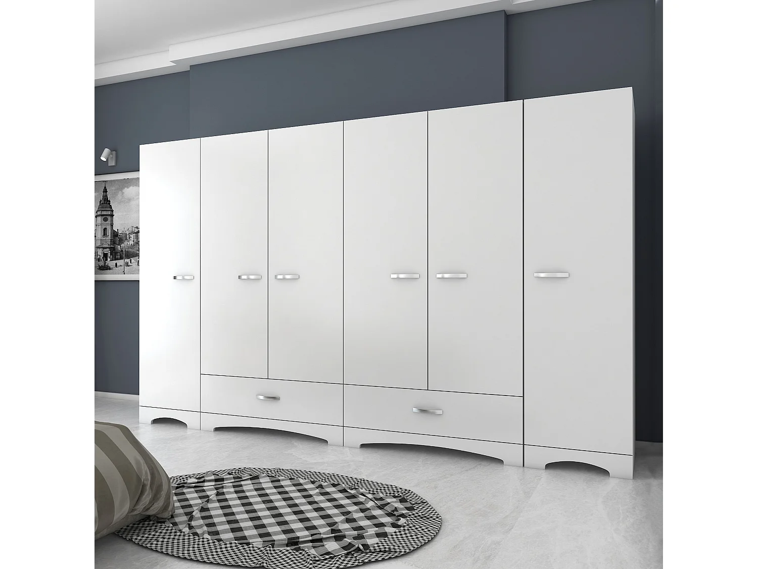 Roupeiro Njord Branco - 6 Portas e 2 Gavetas - Design Elegante e Funcional