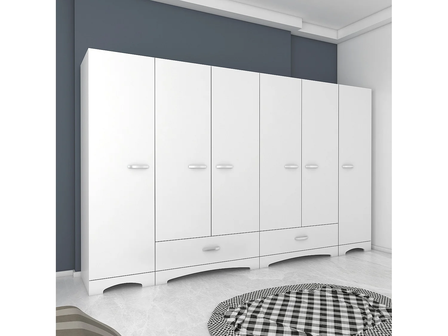 Roupeiro Njord Branco - 6 Portas e 2 Gavetas - Design Elegante e Funcional