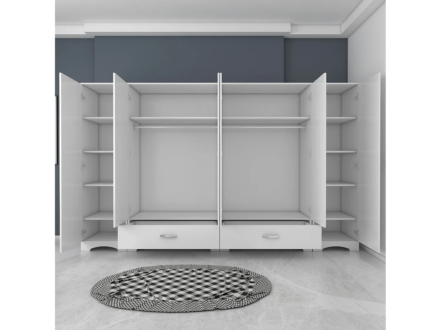 Roupeiro Njord Branco - 6 Portas e 2 Gavetas - Design Elegante e Funcional