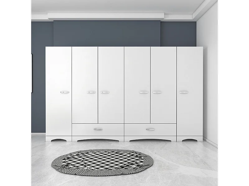 Roupeiro Njord Branco - 6 Portas e 2 Gavetas - Design Elegante e Funcional