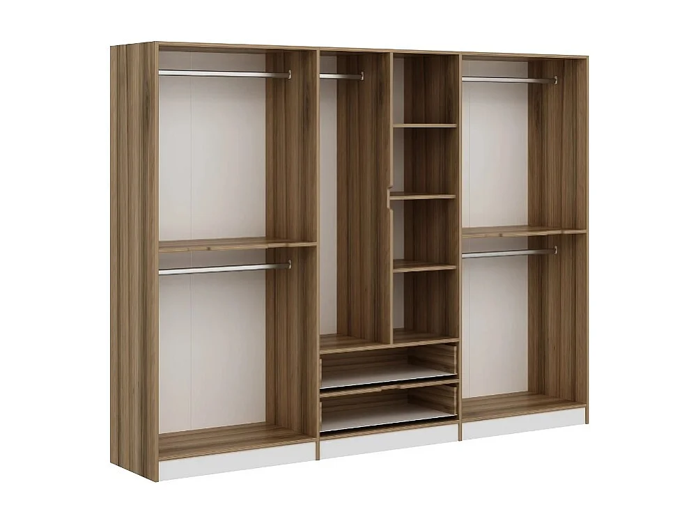 Armoire design 10 portes et 2 tiroirs Srau L270xH210 Blanc et Bois