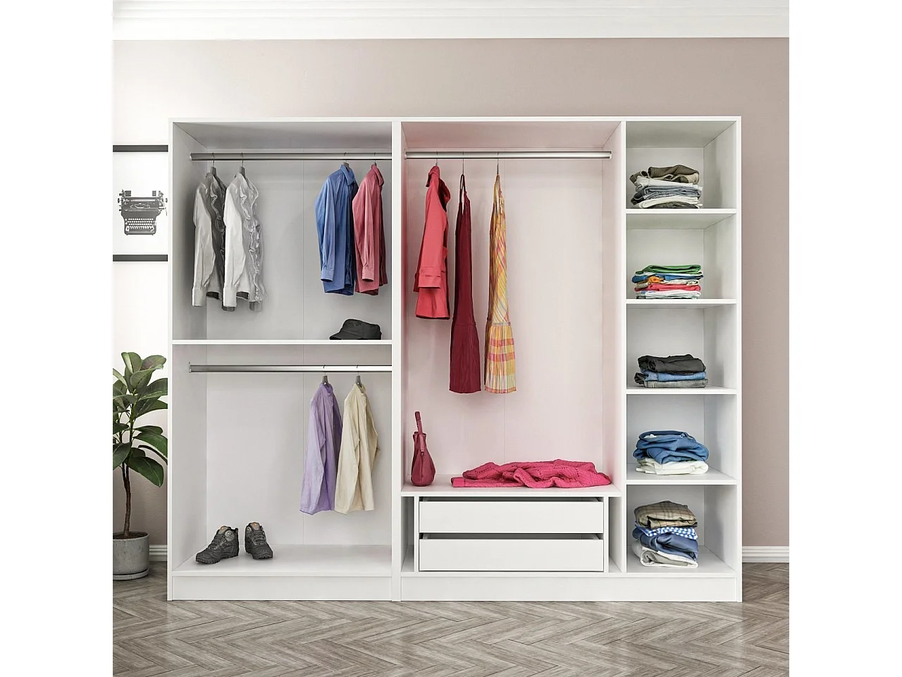 Armario Kale Country-2459 blanco 225x190x52 cm