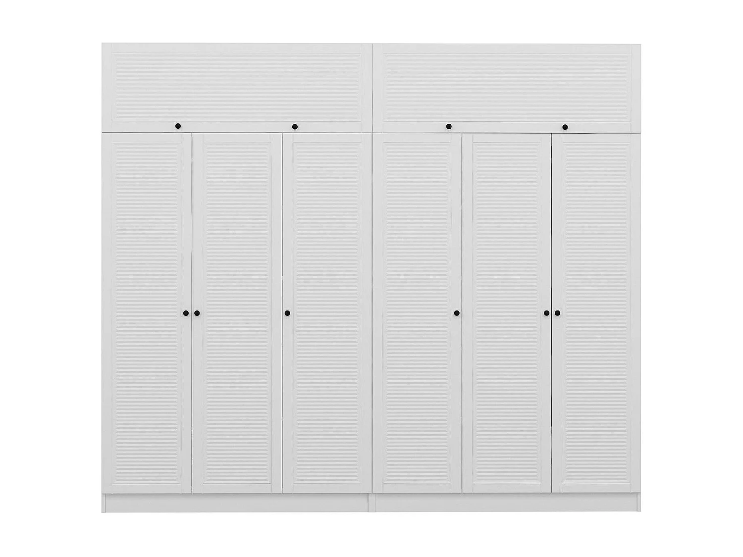Armoire haute 6 portes battantes et 2 portes basculantes Kuta L270xH235cm Bois Blanc