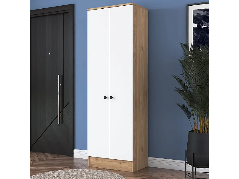 Armario P6-M13-2241 blanco color nogal 59.8x182.8x37.5 cm