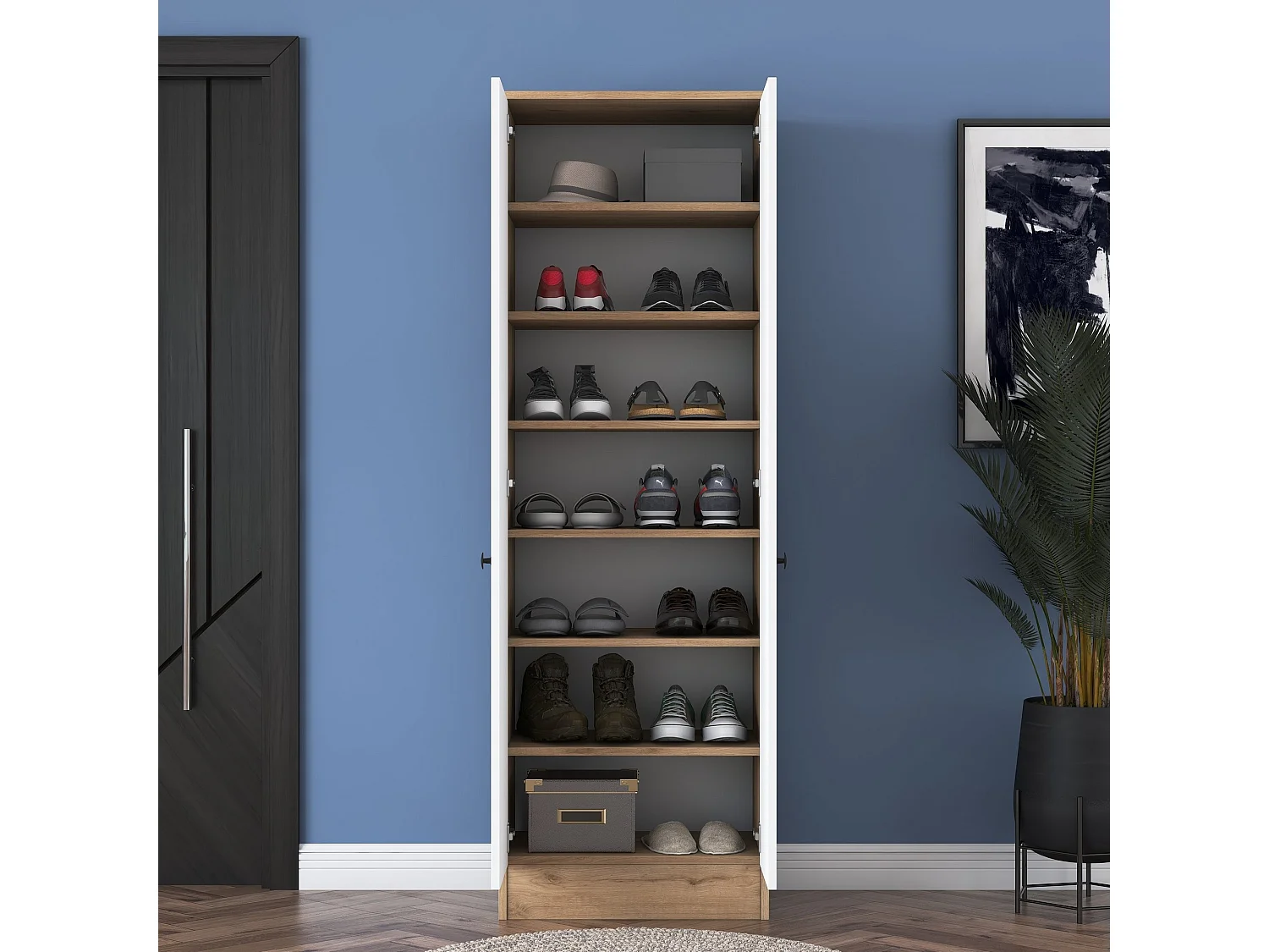 Armario P6-M13-2241 blanco color nogal 59.8x182.8x37.5 cm