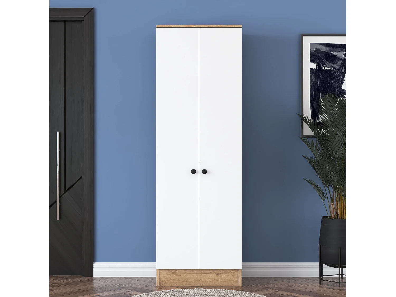 Roupeiro Escandinavo "Scandi" em Nogueira e Branco – Design Moderno e Funcional 59.8 x 182.8 x 37.5 cm