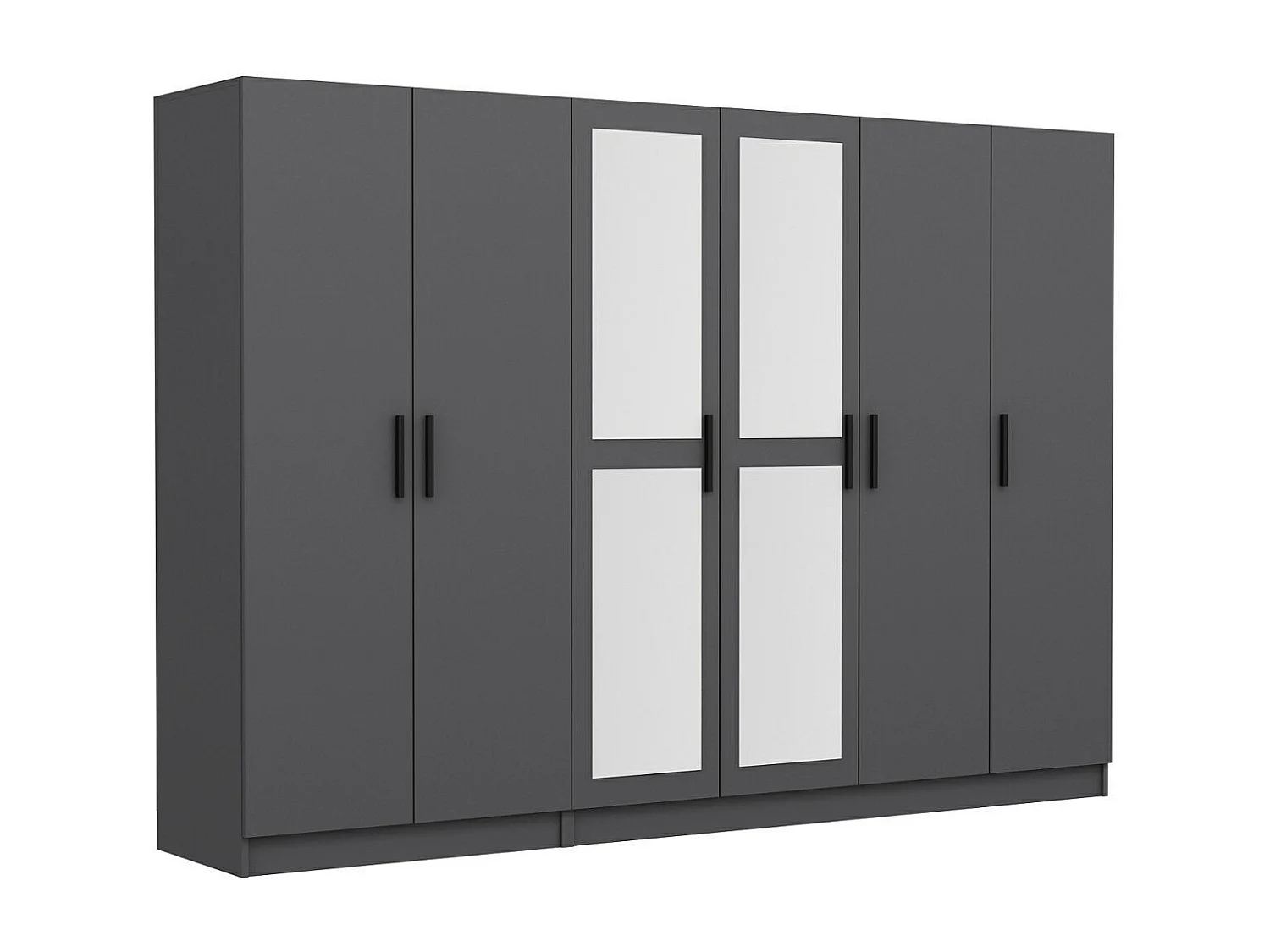 Armoire 6 portes et 4 miroirs Sanur L270xH190cm Anthracite