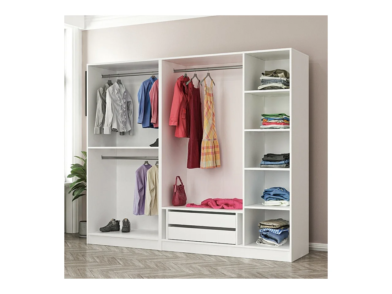 Armario Kale 5-210 blanco 225x210x52 cm