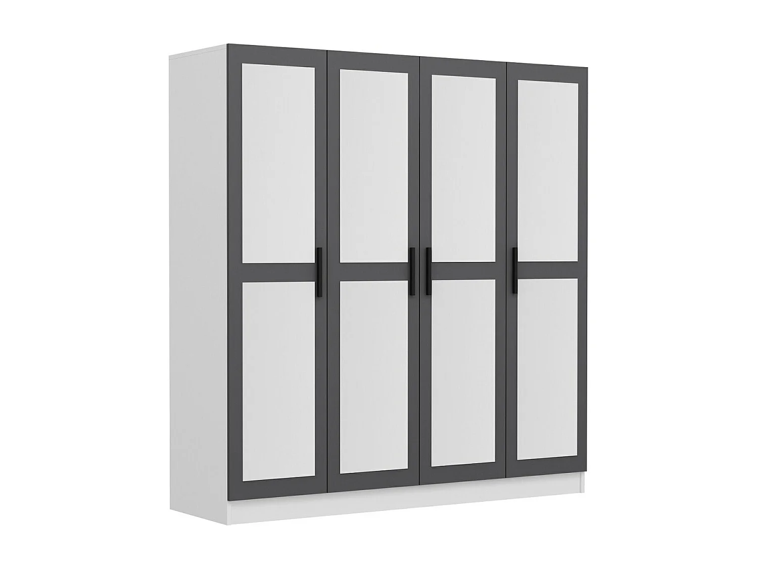 Armoire 4 portes et 8 miroirs Sanur L180xH190cm Anthracite et Blanc