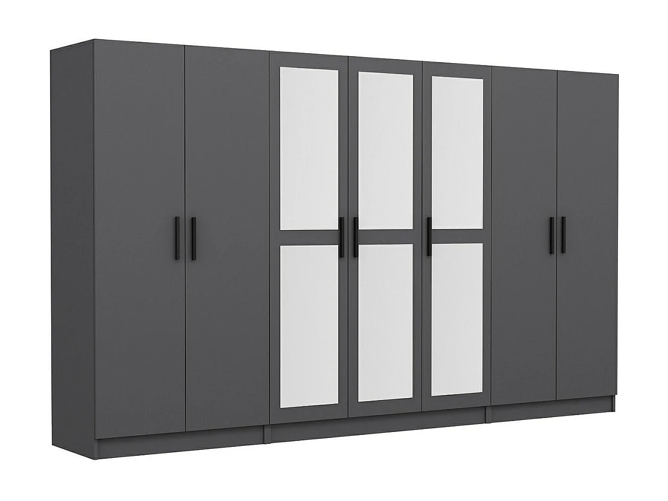 Armoire 7 portes et 6 miroirs Sanur L315xH190cm Anthracite