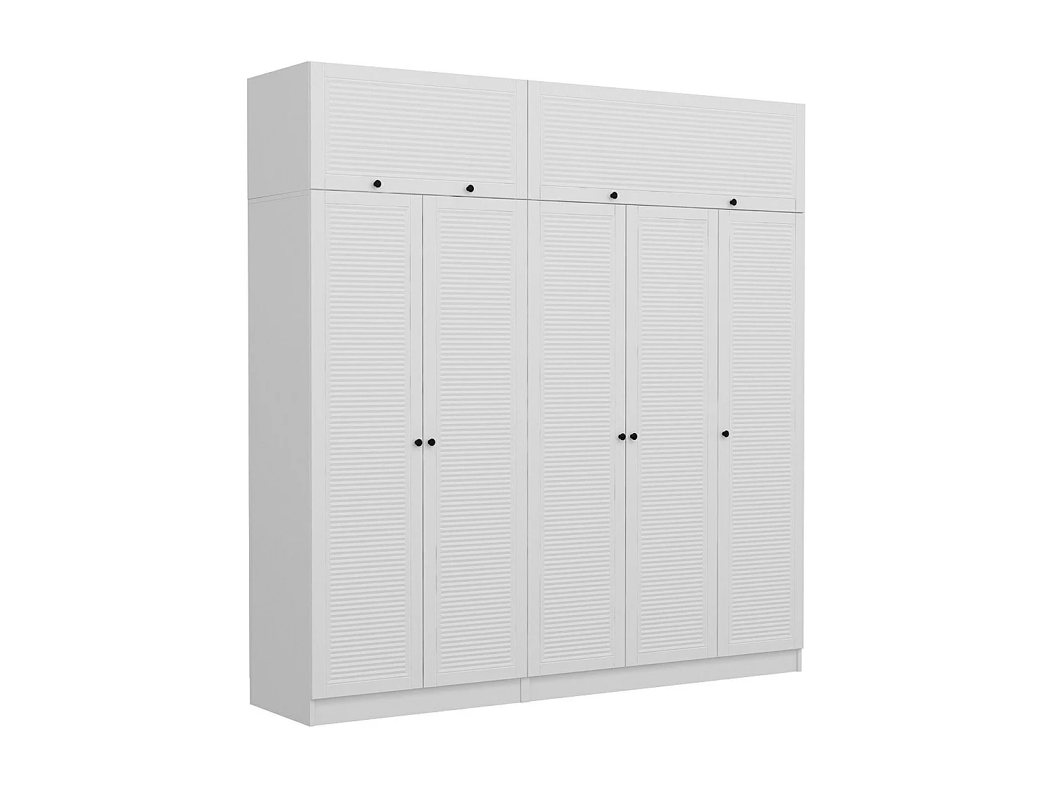 Armoire haute 5 portes battantes et 2 portes basculants Kuta L225xH235cm Bois Blanc