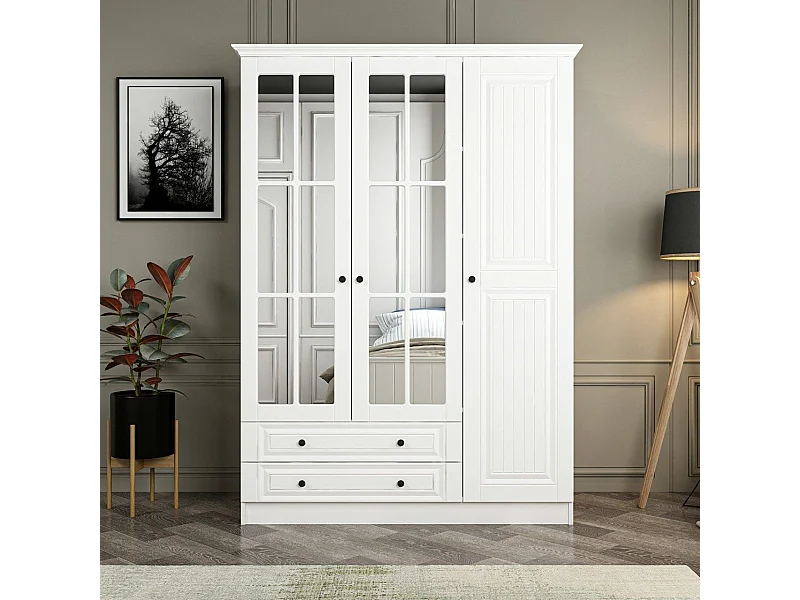 Armario Kailua R131, Blanco, 190x135x52cm, Puertas de armario: Con bisagras
