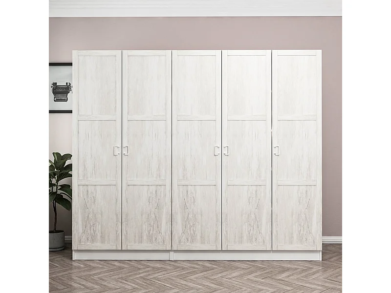 Armoire 5 portes Parai L225xH210cm Blanc