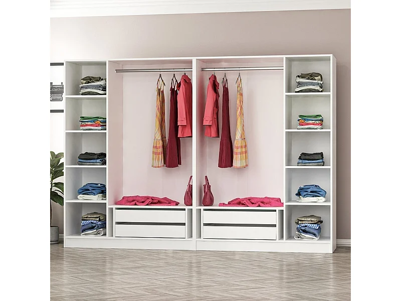 Guardaroba Kailua P136, Rovere sbiancato, 190x270x52cm, Porte guardaroba: Con cerniere