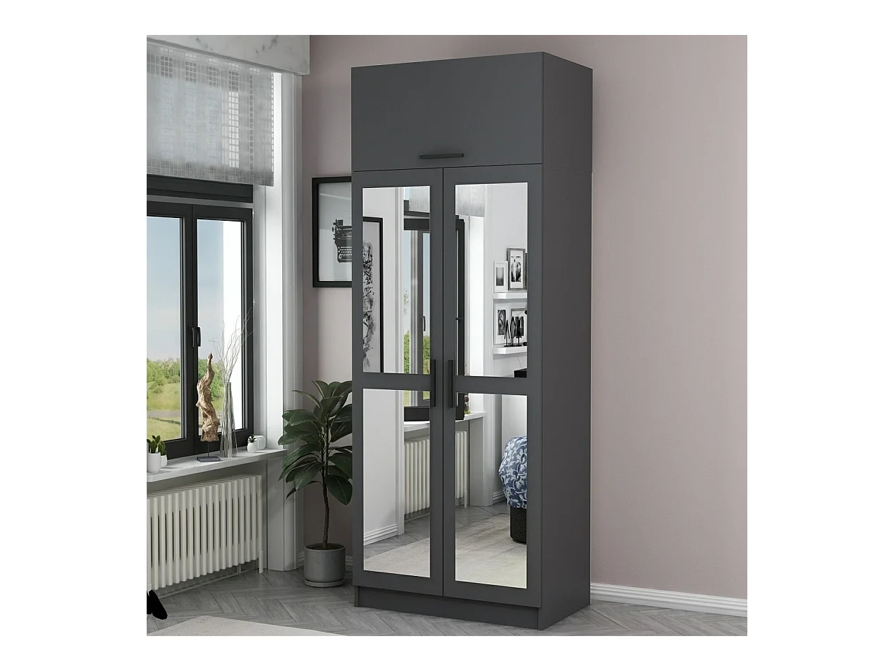 Armario Kale-2224 antracita 90x255x52 cm