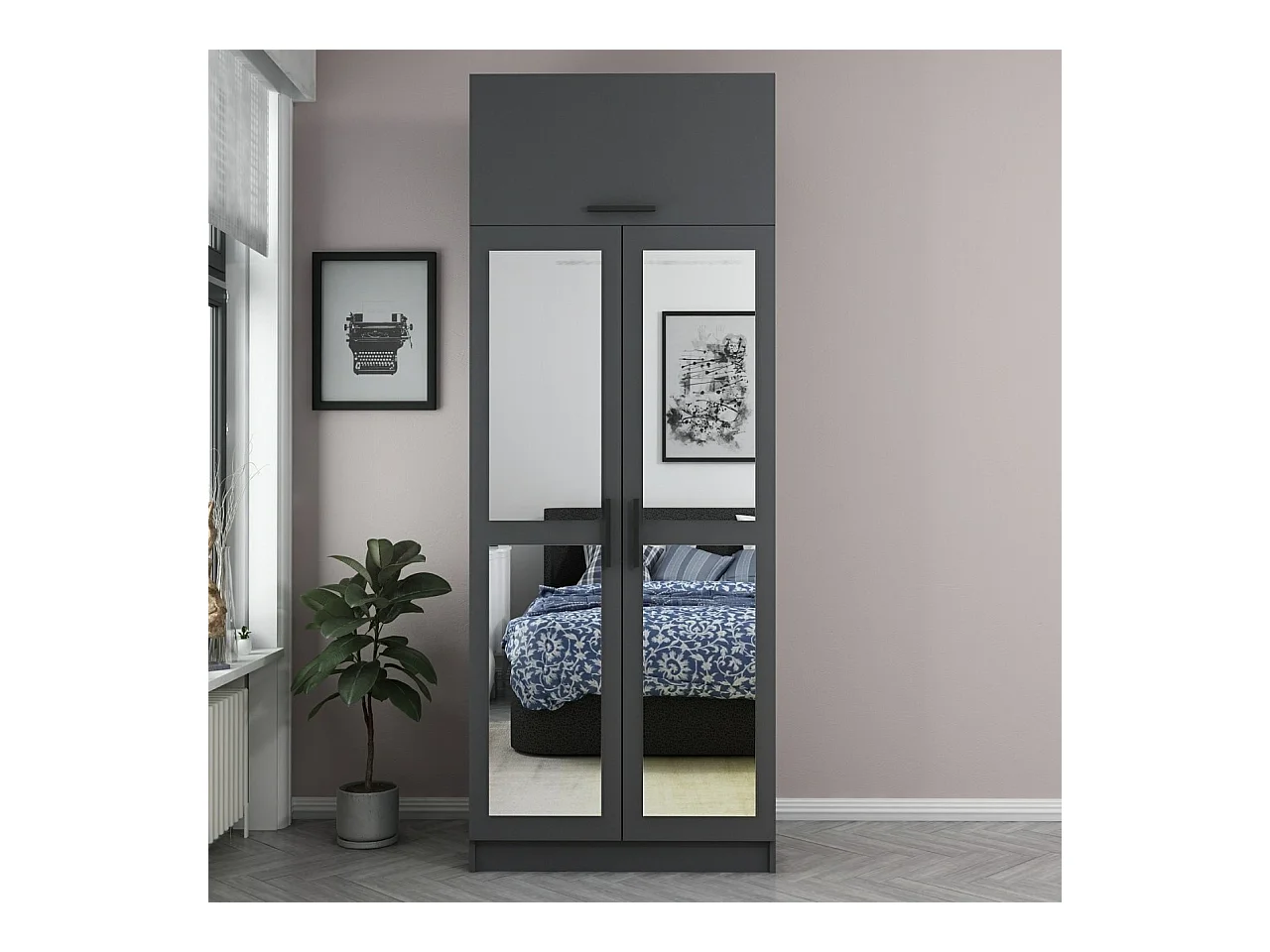 Armario Kale-2224 antracita 90x255x52 cm