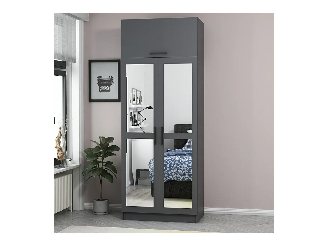 Armario Kale-2224 antracita 90x255x52 cm