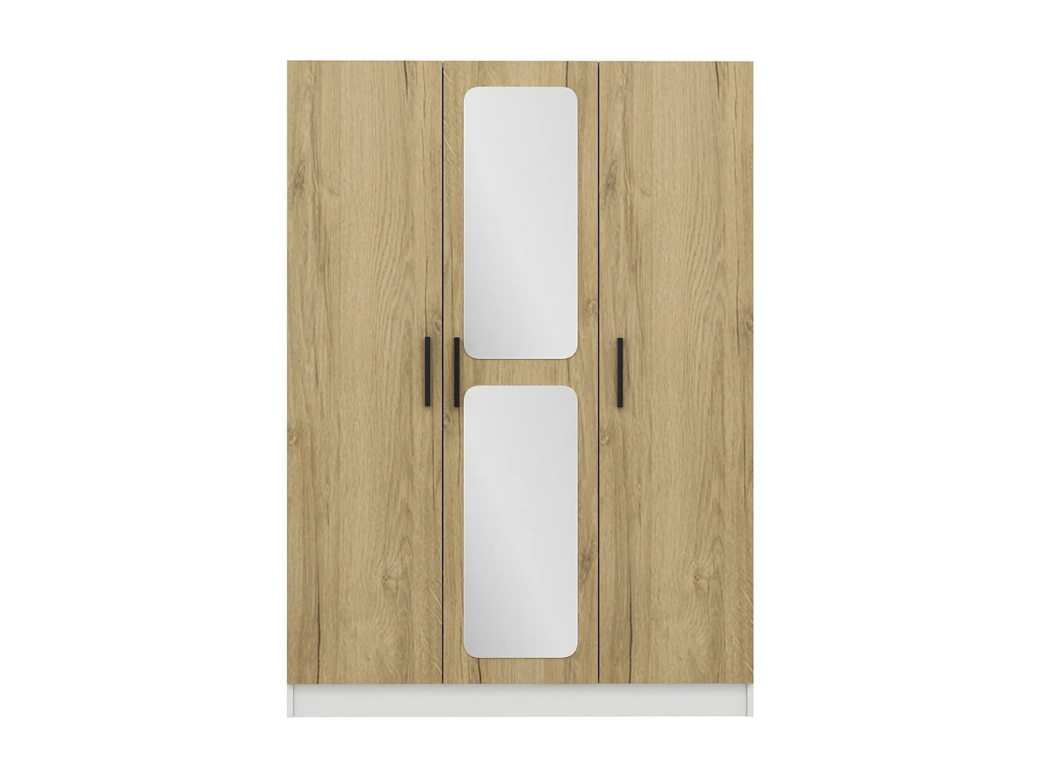 Armoires 3 portes et 2 miroirs Bangka L135xH210cm Bois clair et Blanc
