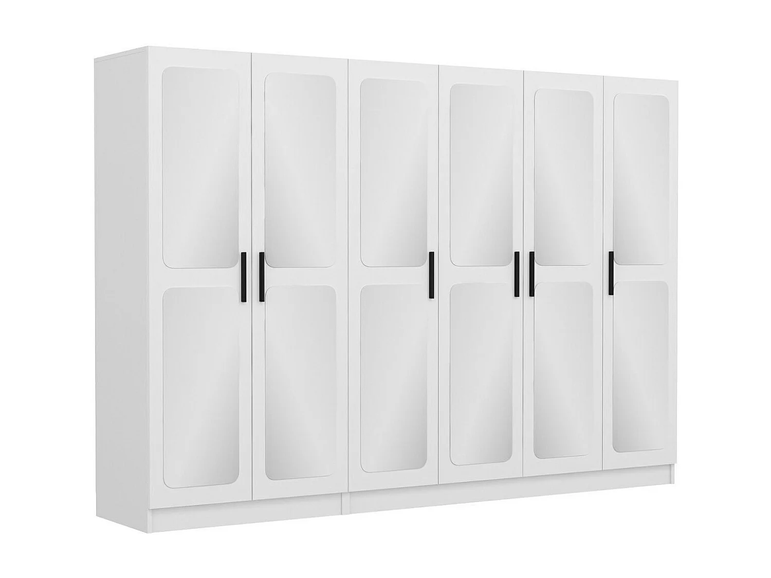 Armoire 6 portes et 12 miroirs Bangka L270xH190cm Blanc