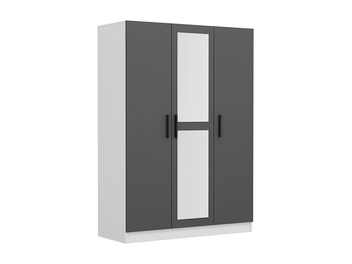 Armoire 3 portes et 2 miroirs Sanur L135xH190cm Anthracite et Blanc