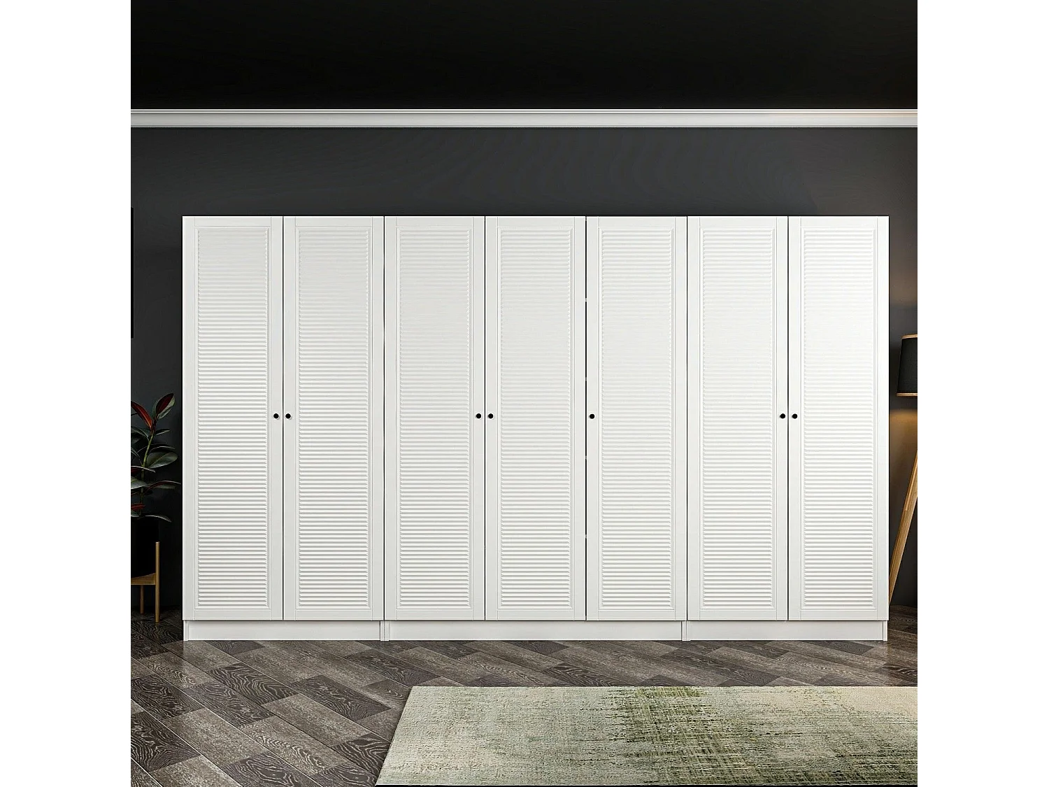 Armoire 7 portes Modèle 2 Kuta L315xH190cm Bois Blanc