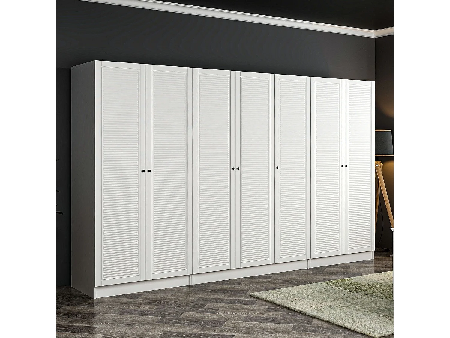 Armoire 7 portes Modèle 2 Kuta L315xH190cm Bois Blanc