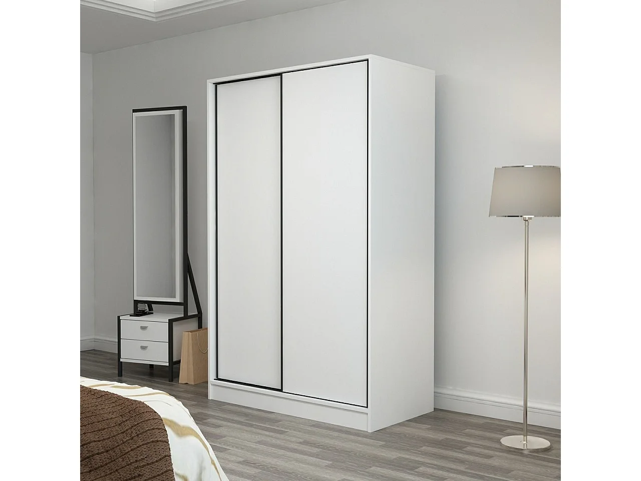 Armoire design 2 portes coulissantes Selong L120xH210cm Blanc