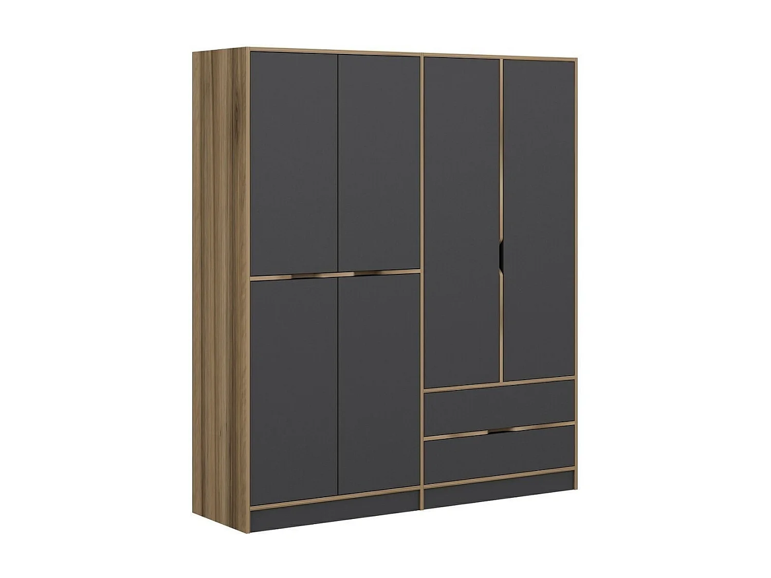 Elina multifunktionaler Kleiderschrank mit Regalen 185 cm - Anthrazit