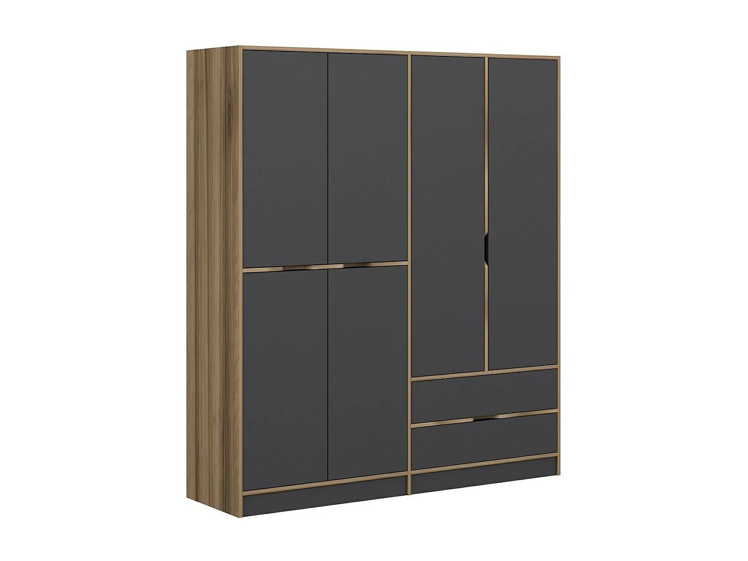 Elina multifunktionaler Kleiderschrank mit Regalen 185 cm - Anthrazit