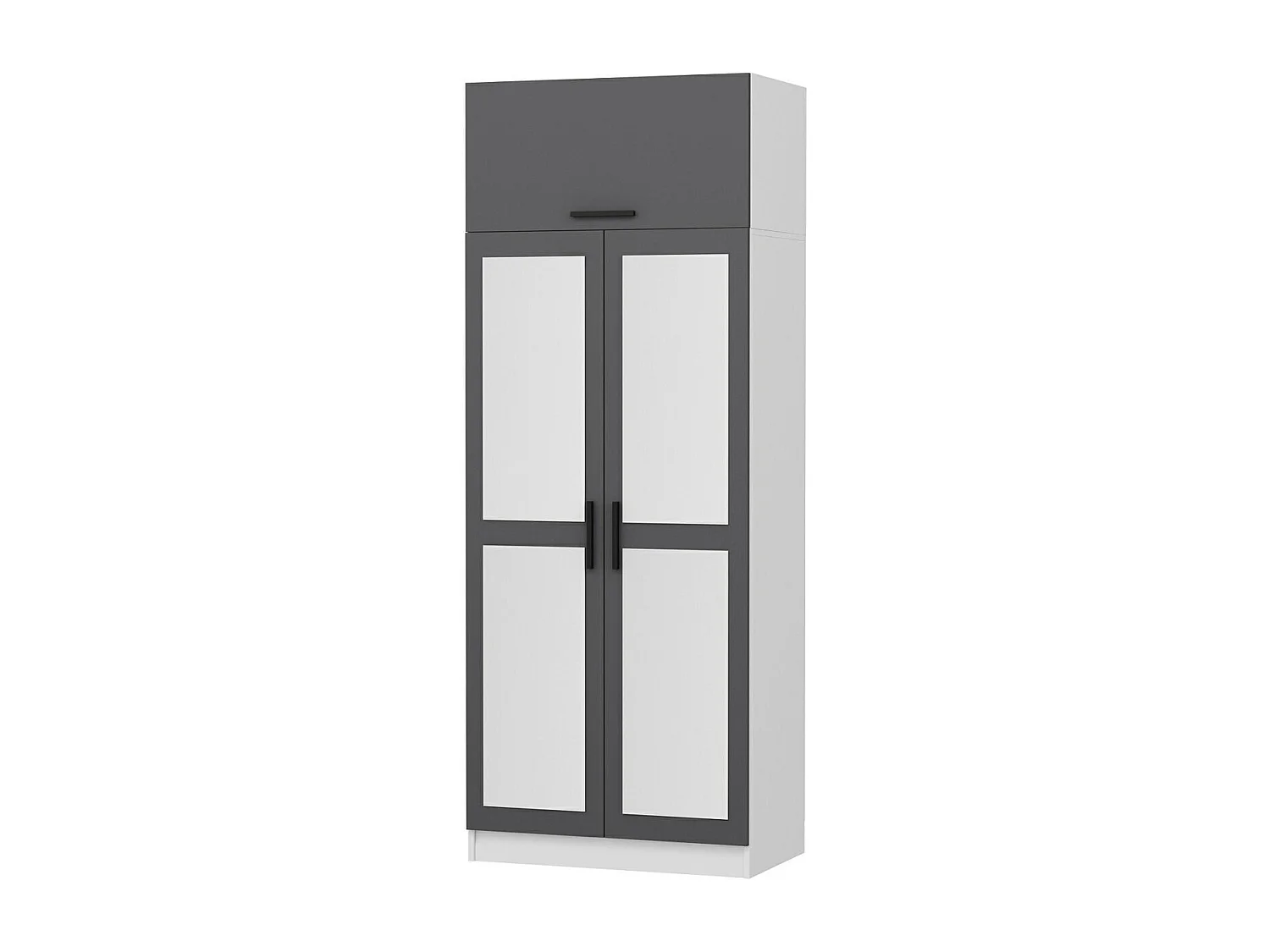 Armoire 3 portes et 4 miroirs Sanur L90xH225cm Anthracite et Blanc