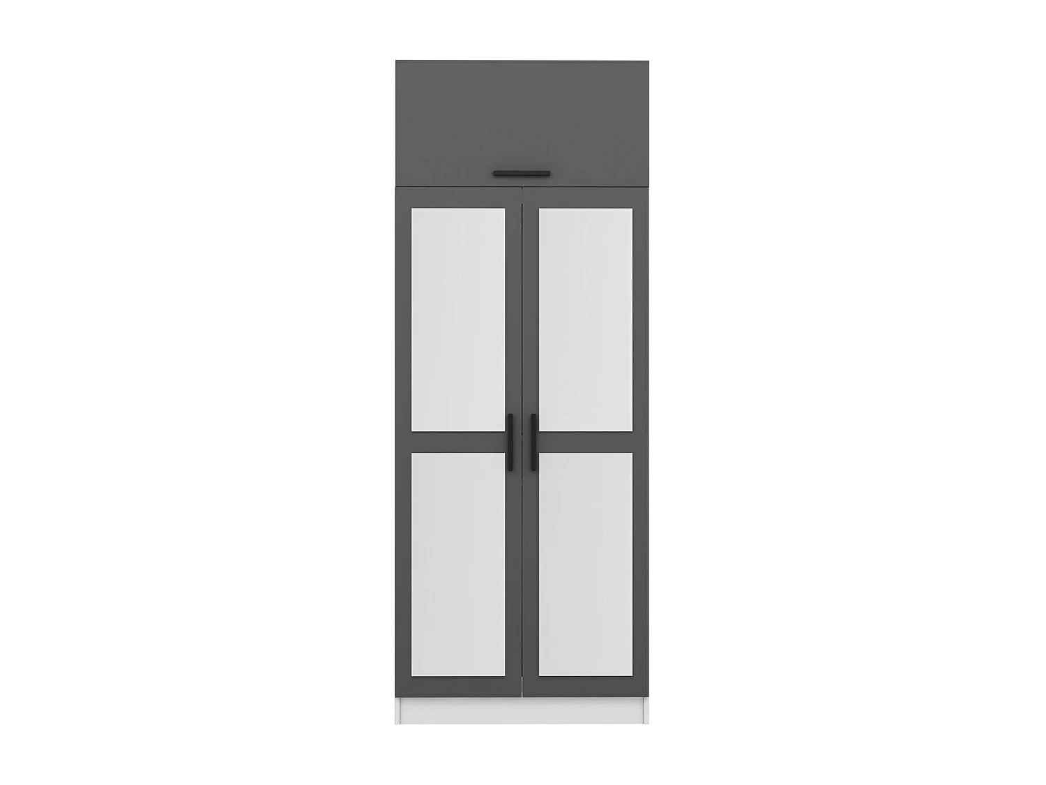 Armoire 3 portes et 4 miroirs Sanur L90xH225cm Anthracite et Blanc