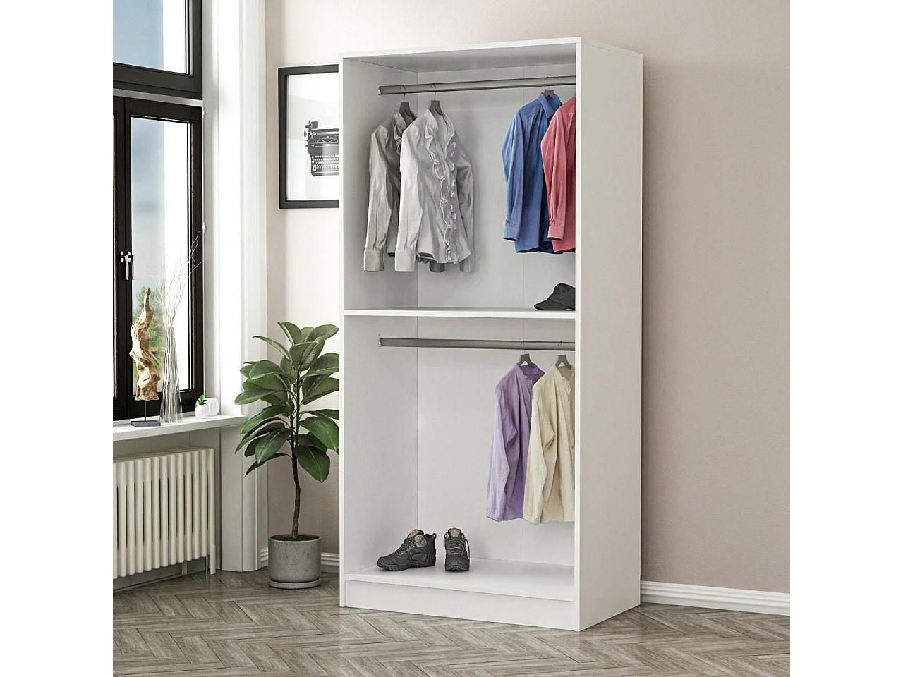Armoire 2 portes et 4 miroirs Sanur L90xH190cm Anthracite et Blanc