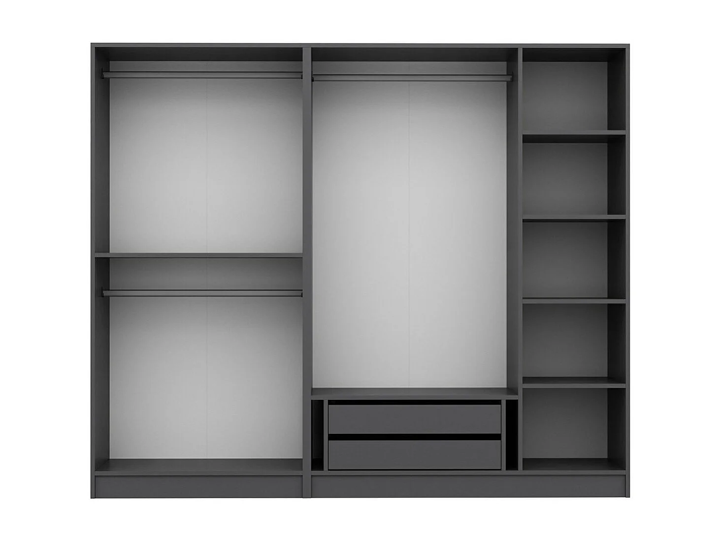 Armoire ouverte Antipax L225xH190cm 3 tringles et 2 tiroirs Anthracite