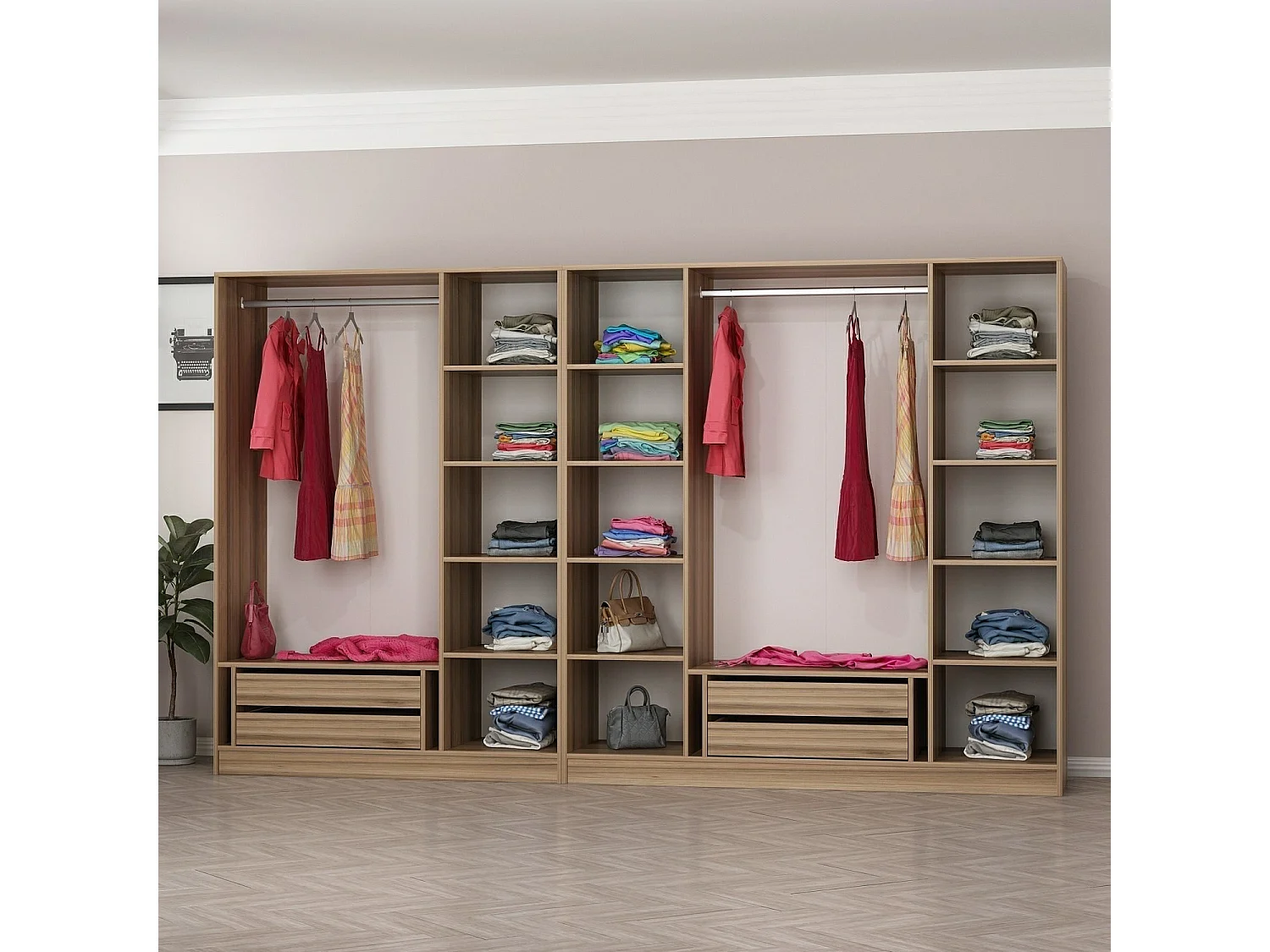 Guardaroba Kailua L156, Quercia, 190x315x52cm