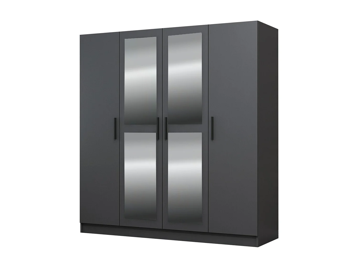Armoire 4 portes et 4 miroirs Sanur L180xH190cm Anthracite