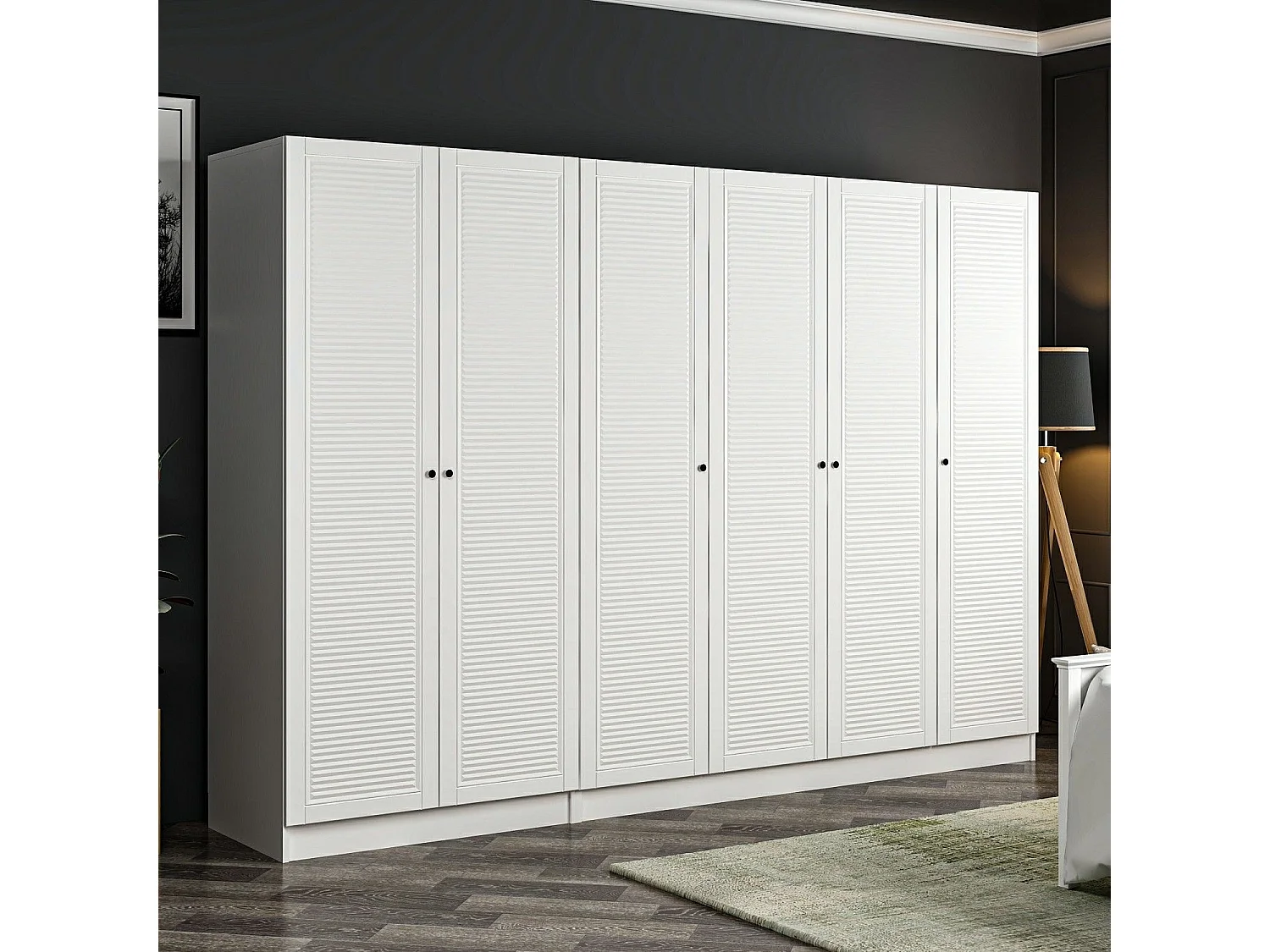 Armoire 6 portes modèle 1 Kuta L270xH190cm Bois Blanc