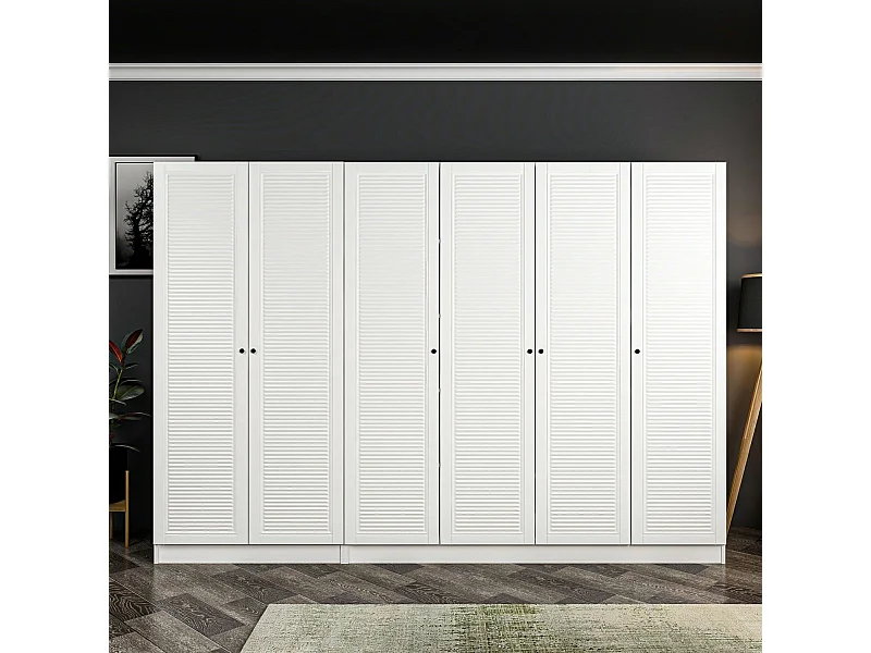 Armoire 6 portes modèle 1 Kuta L270xH190cm Bois Blanc