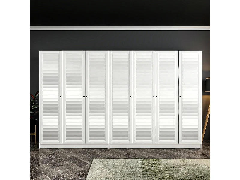Armoire 7 portes Kuta L315xH190cm Bois Blanc