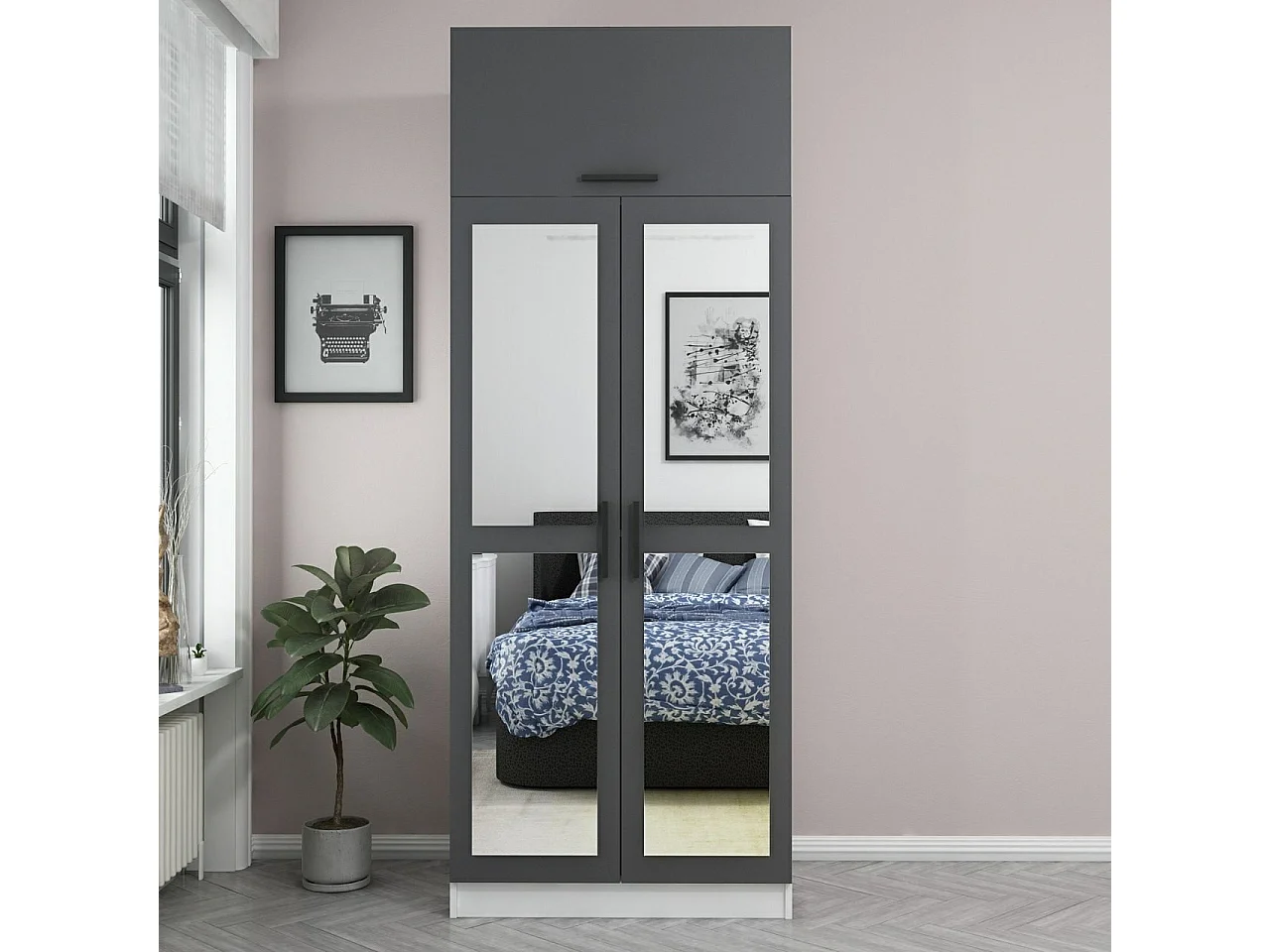 Armario Kale-2227 antracita 90x235x52 cm