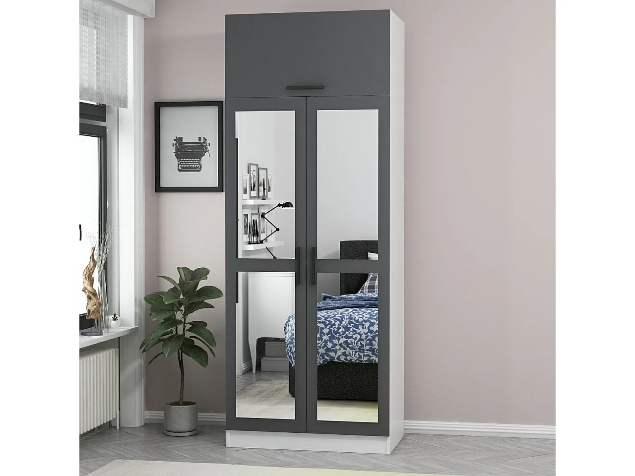 Armario Kale-2227 antracita 90x235x52 cm