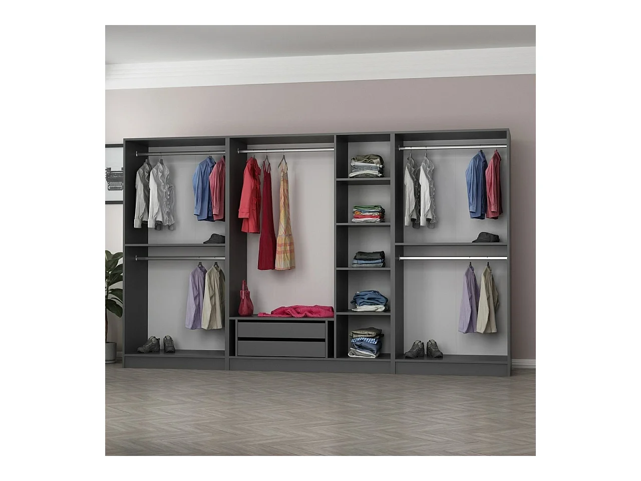 Armario Kale-4941 antracita 315x190x52 cm