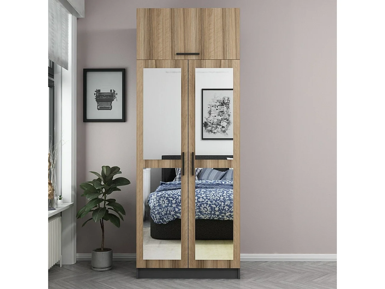 Armario Kale-2226 color roble 90x255x52 cm