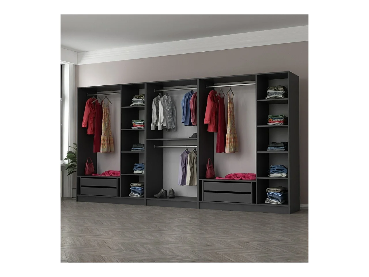 Armario Kale-4944 antracita 360x190x52 cm