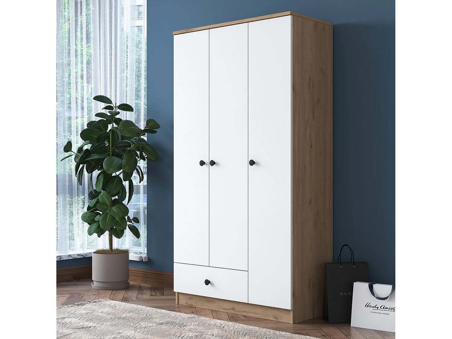 Armario BA117-2253 blanco color nogal 175x182x50 cm